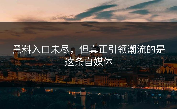黑料入口未尽，但真正引领潮流的是这条自媒体